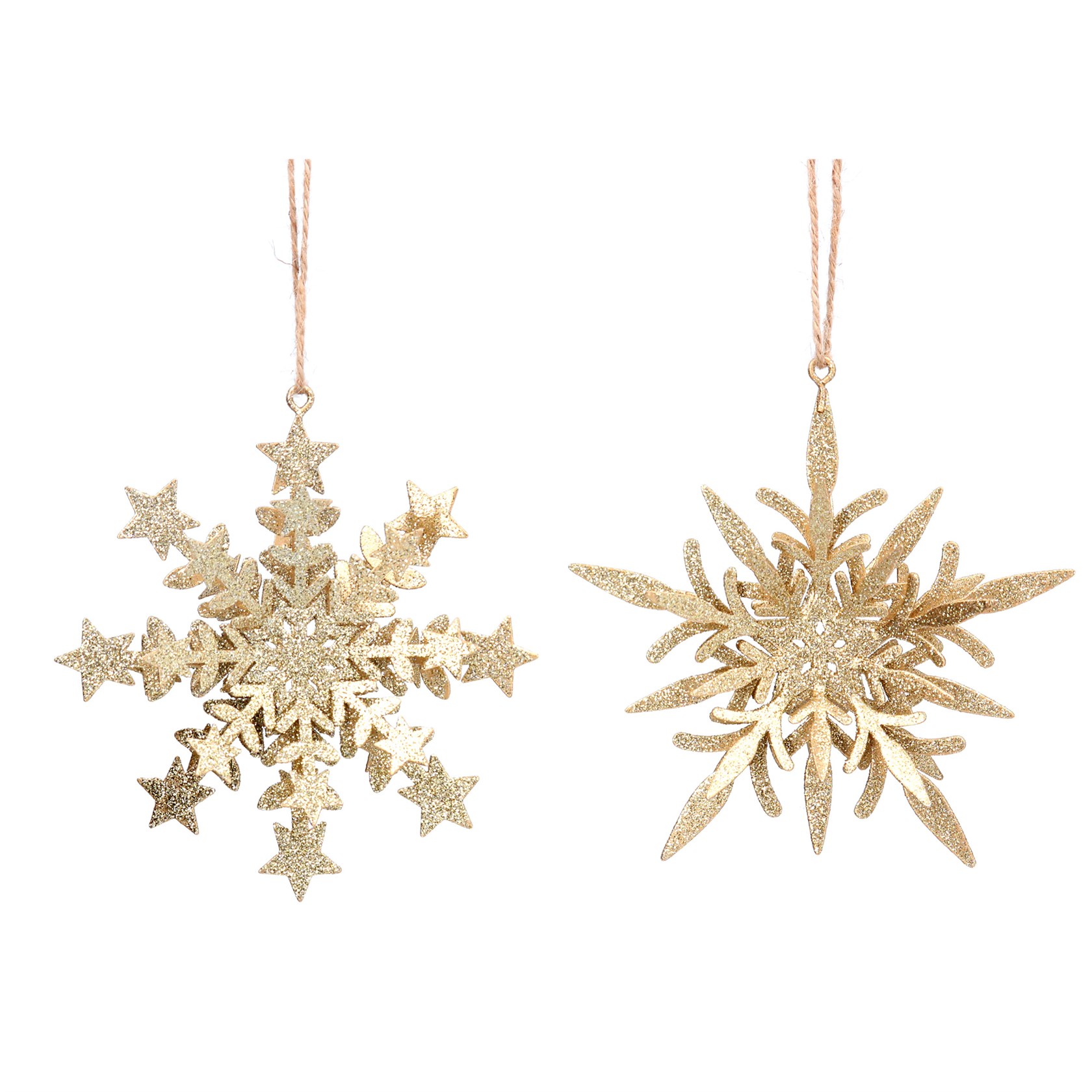 Gold metal snowflake hanging Christmas decoration. By Gisela Graham. The perfect festive addition to your home.